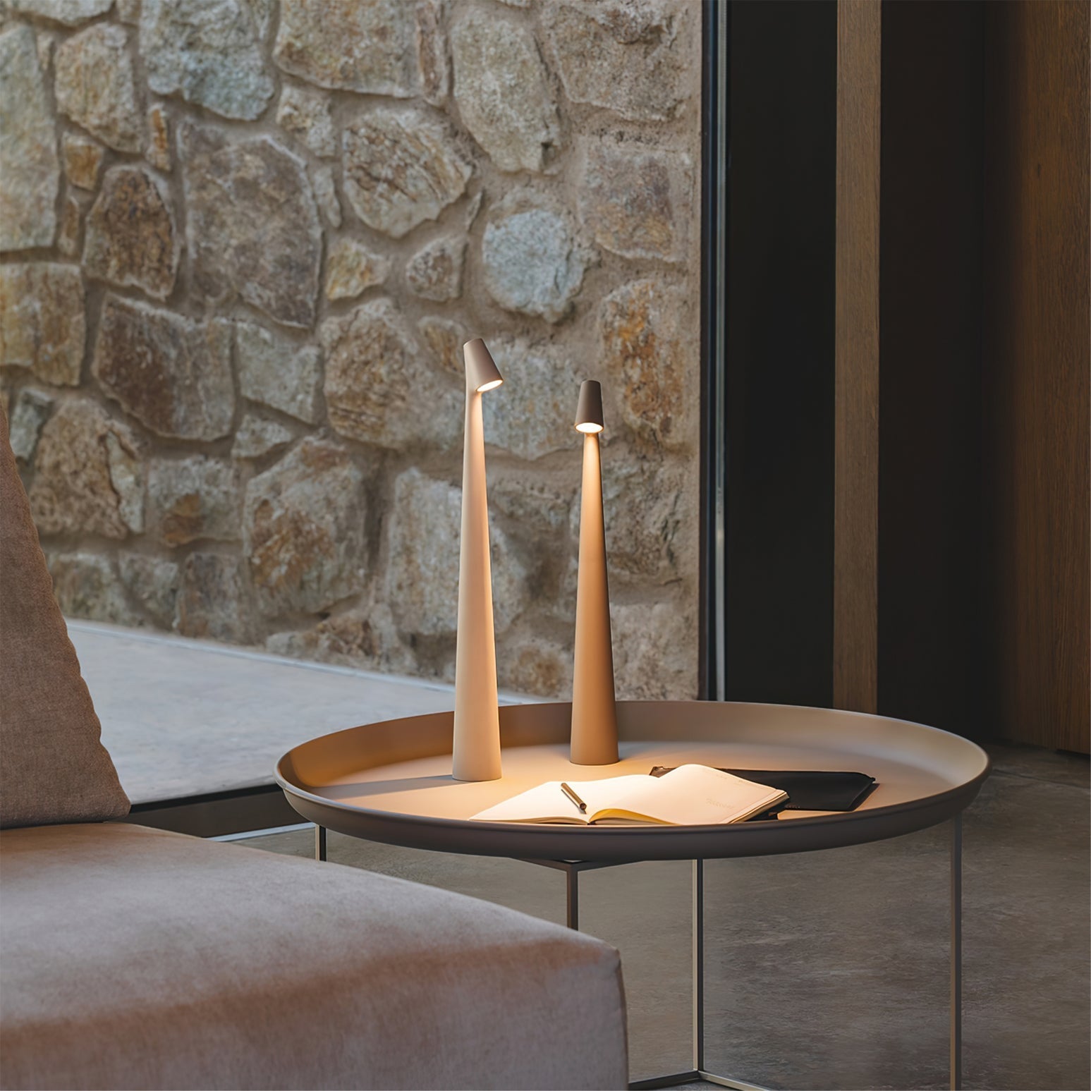 Modern Minimalist Metal Table Lamp With Built In Battery