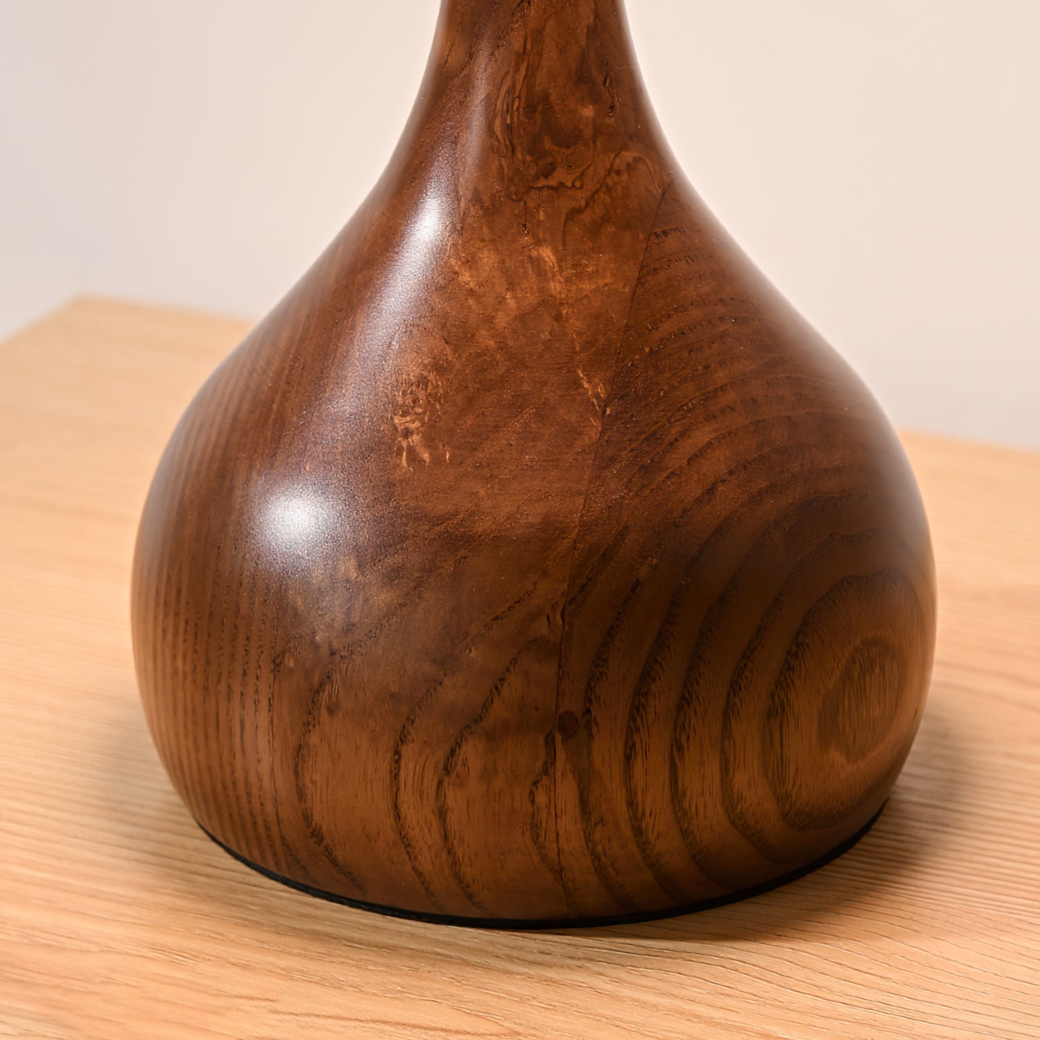 Glass Dome Table Lamp with Walnut Wood Teardrop Base and Brass Accent