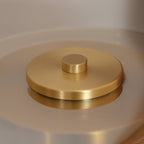 Glass Dome Table Lamp with Walnut Wood Teardrop Base and Brass Accent